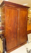 A circa 1900 mahogany two door wardrobe CONDITION REPORTS Widest point is approx 129.