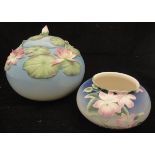 A Franz Porcelain "Lotus" design covered jar (boxed) and a floral decorated bowl with a "Butterfly"