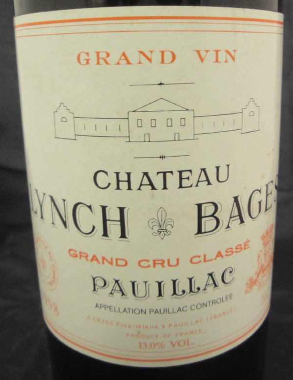 Château Lynch Bages Grand Cru Classé Pauillac 1998,