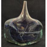 A Medina glass "fish" vase with central coloured section, signed and dated 1971,
