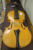 A maple violin by Stanley Doubtfire initialled and dated 2005 on label to interior