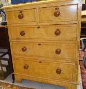A Victorian painted pine chest of two short and three long graduated drawers,