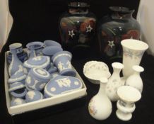 A collection of approximately 22 pieces of Wedgwood Blue Jasperware,
