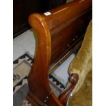 A cherry wood king size sleigh bed CONDITION REPORTS Bed make is unknown.