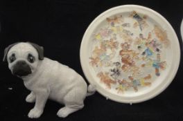 A Lise B Moorcroft pottery plate decorated with teddy bears, signed to base and initialled "T.E.