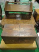A 19th Century fan marquetry inlaid mahogany tea caddy (interior missing),