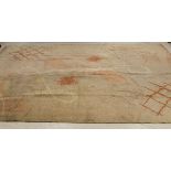 An Art Deco style rug with orange,