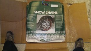 A boxed set of snow chains