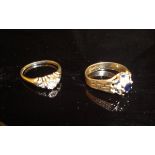 Two 9 carat gold ladies dress rings,