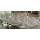 A Waterford crystal "Lismore" pattern suite of glassware, comprising nine claret, eighteen tumblers,