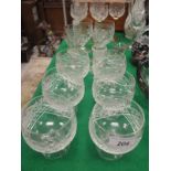 A collection of five Stuart Crystal hock glasses, a pair of facet cut conical shaped wines,