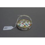 A small Minton potpourri and cover, in the form of a basket with floral posies,