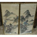 A pair of Chinese watercolour landscapes,