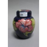 A Moorcroft blue ground ginger jar and cover