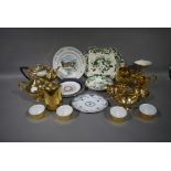 A part Worcester True Porcelain gilt tea service, a part Royal Winton gilt tea service,