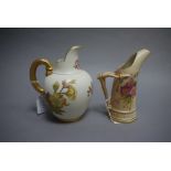 A Royal Worcester ivory tusk section vase, decorated in blush ivory,