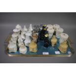 Three blackbird pie chimneys, a collection of earthenware pie chimneys, egg coddlers,