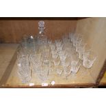 A quantity of cut glass including wine glasses,