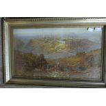 A framed hand coloured lithograph, Jerusalem; a framed watercolour James Drummond RSA,