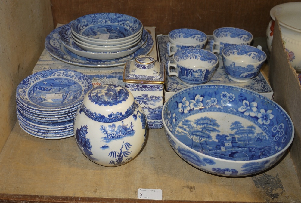 A small quantity of Copeland Spode Italian Pattern wares, a Ringtons tea jar and cover,