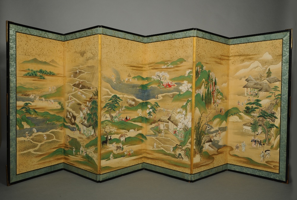 A 19TH CENTURY JAPANESE SIX FOLD SCREEN, - Image 2 of 2