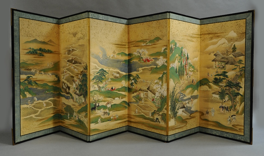 A 19TH CENTURY JAPANESE SIX FOLD SCREEN,