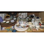 A quantity of pottery and porcelain including a Greek terracotta lamp,