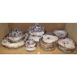 An extensive Ridgeway ironstone china dinner service, decorated in Imari palette with floral design,