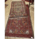 A small Persian prayer rug with cream floral ground, within three main guard stripes,