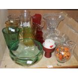 A quantity of cut glass vases, planters, bowls, etc,