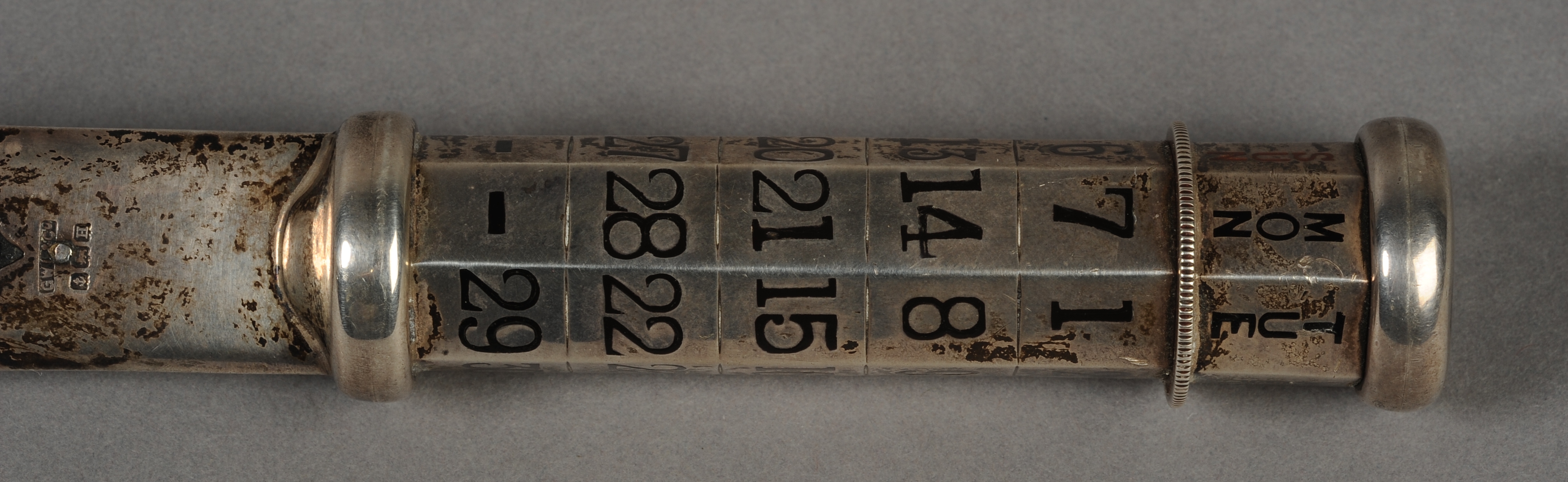 AN UNUSUAL SILVER ENAMEL AND TORTOISESHELL CALENDAR PAPER KNIFE, - Image 2 of 2