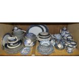 A quantity of blue Booths Real Old Willow tea wares, comprising, two coffee pots, coffee cans,