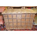 An Indian hard wood and iron bound trunk,