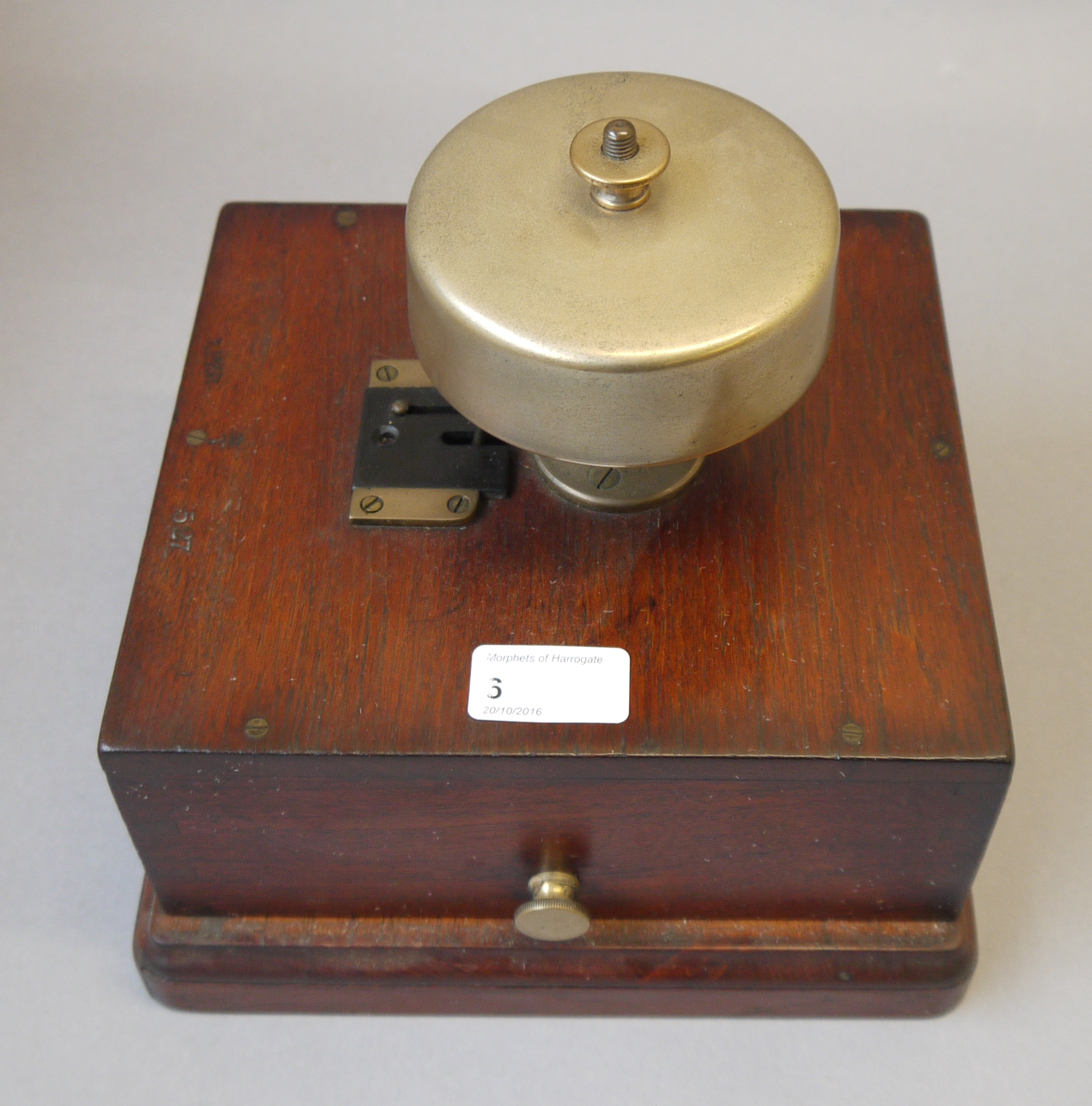 A Lancashire and Yorkshire Railways block bell in mahogany stamped L&Y.R. - Image 2 of 3