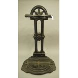 A Lancashire and Yorkshire Railways cast iron umbrella stand with detachable drip tray,