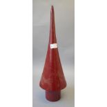 A crimson red painted wood Midland Railway finial (from Colne Lancashire),