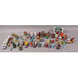 A quantity of mainly play worn die cast model cars, wagons,