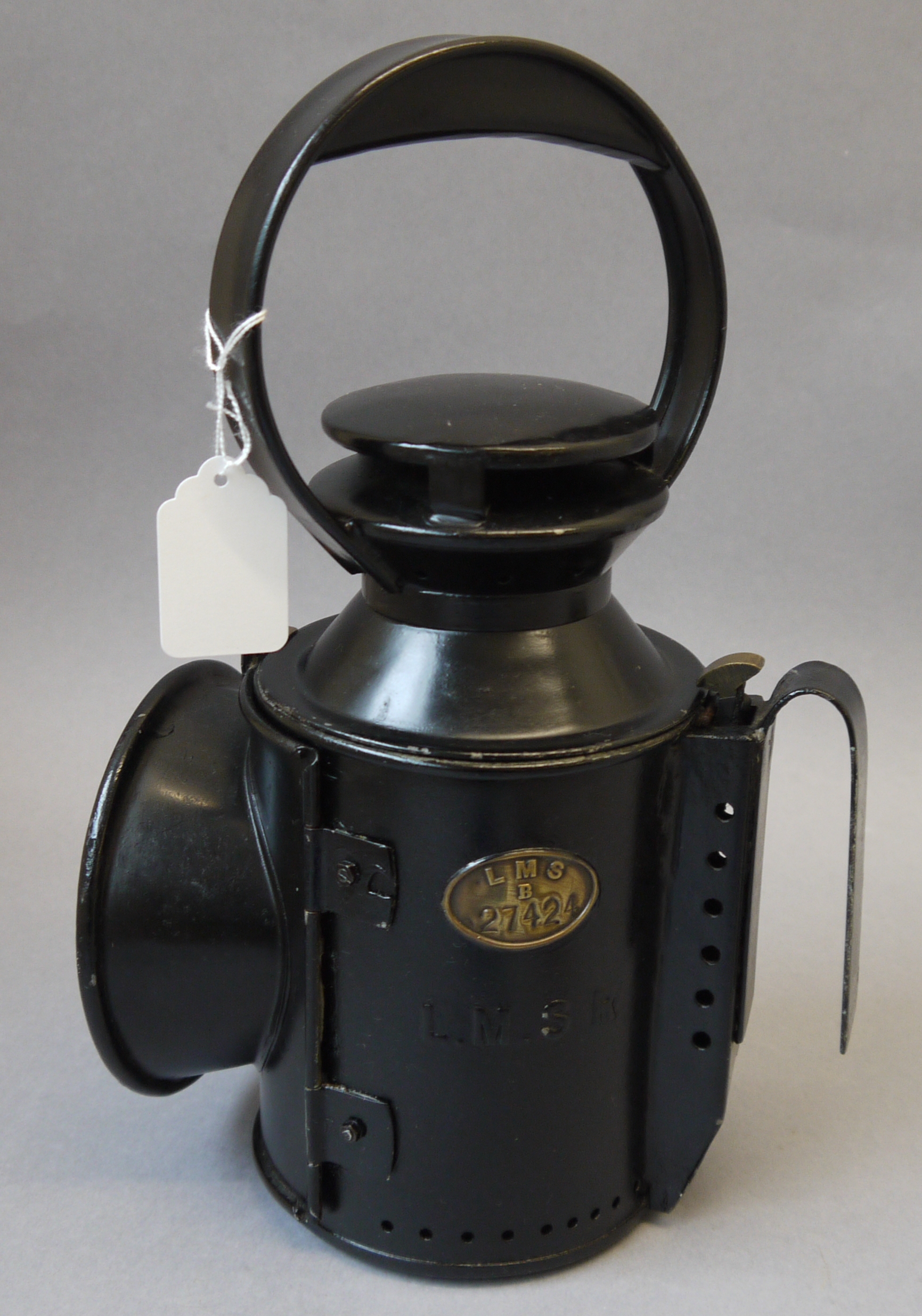 An L.M.S. 3 aspect railway lamp applied with oval brass plate L.M.S. - Image 3 of 3