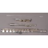 A Trevor James silver plated flute, serial number 42012,