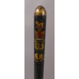 A Victorian truncheon with gilt lion and crown decoration, inscribed VR I 'Res dt Commr.