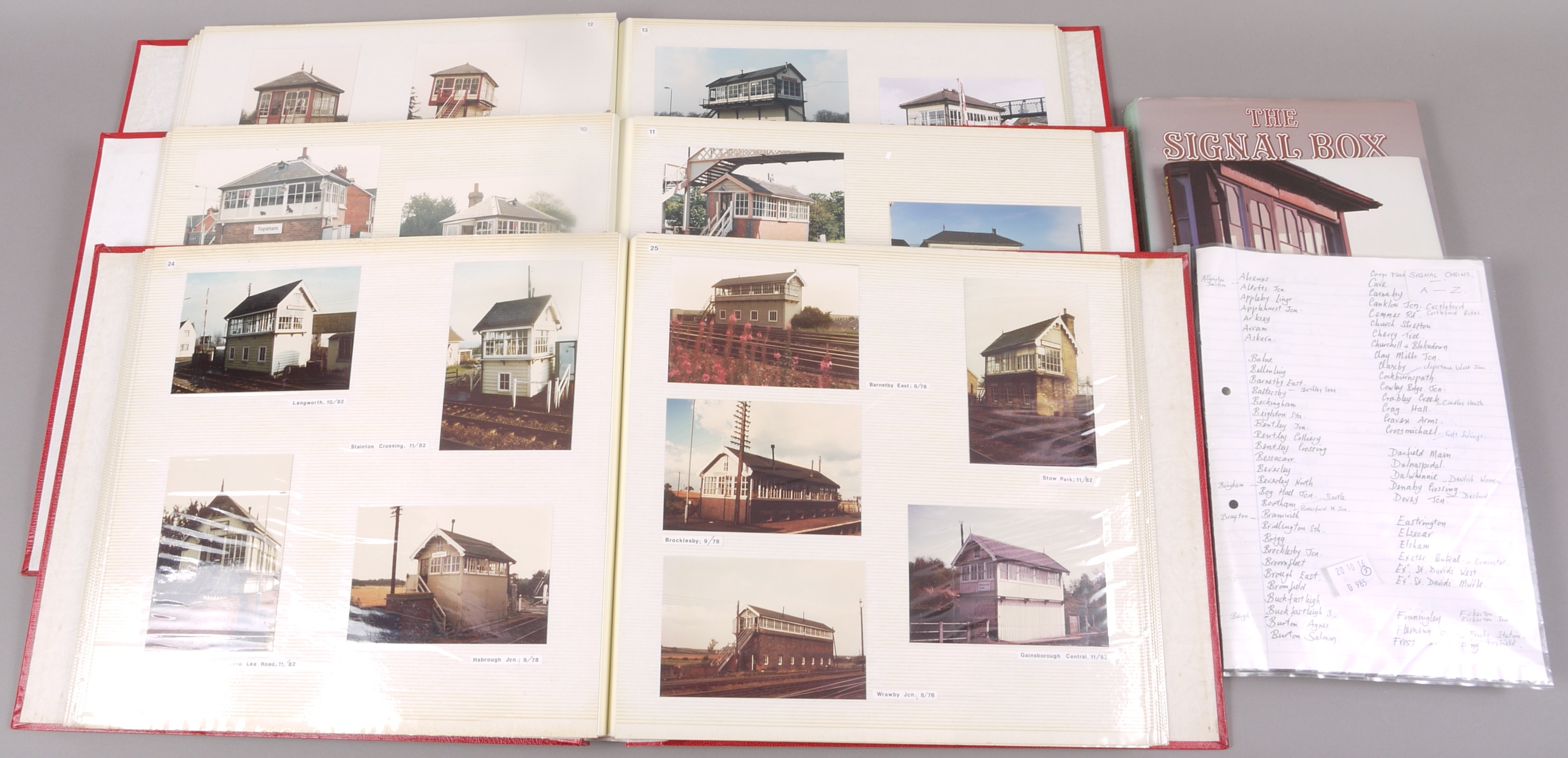 Three photograph albums signal boxes taken 1976-2002, approximately 250 images and list,