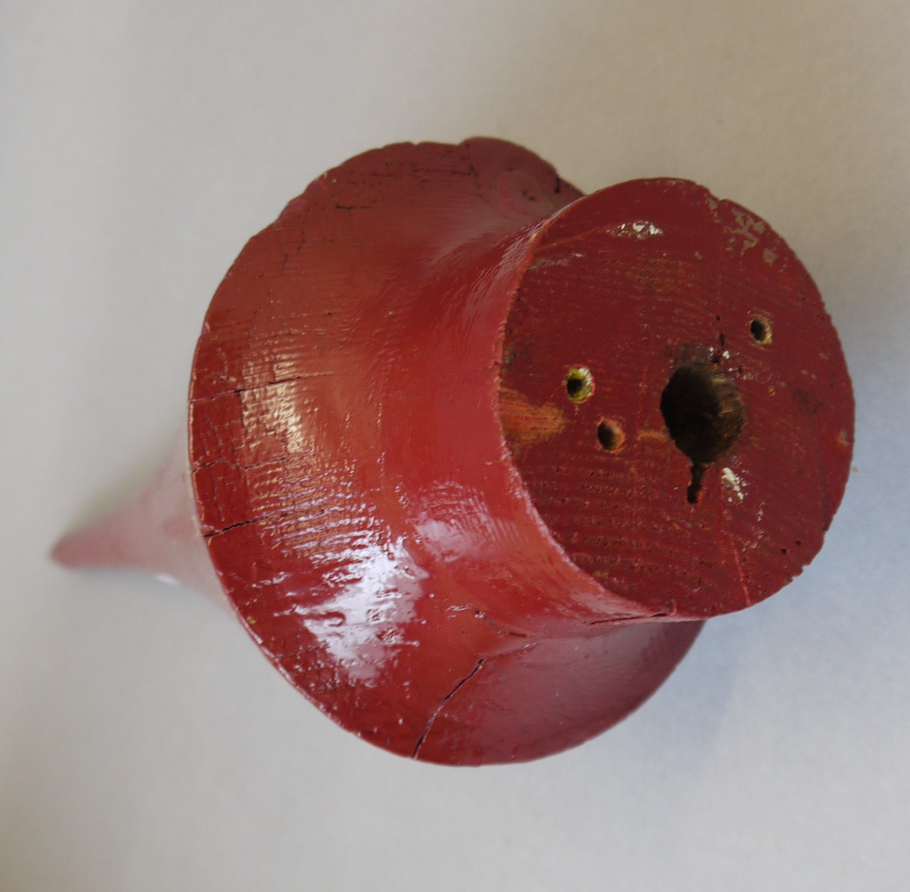 A crimson red painted wood Midland Railway finial (from Colne Lancashire), - Image 2 of 2