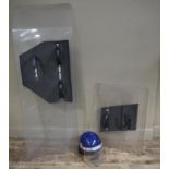 A full length perspex Police riot shield; a another smaller;