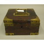 A Newsholme Station brass bound mahogany cash box with recessed brass handle stamped 'NEWSHOLME