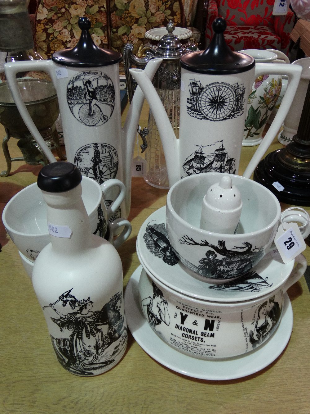 A Quantity Of Black Transfer Decorated White Ground Port Meirion Pottery Coffee Ware And Similar