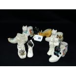 Nine Crested China Cat And Shoe Figures