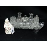 A Cut Glass Cruet Set In A Form Of An Early Railway Train Together With A Parian Model Of A Clown