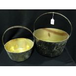 Two Antique Brass Preserve Pans