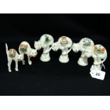 Six Crested China Arched Back Cat Figures