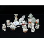 Eleven Crested China Cat Figures